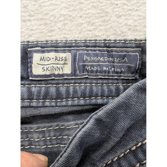 Miss Me Jeans Womens 28 Dark Wash Mid Rise Skinny Embellished Contrast Stitching - Picture 14 of 16